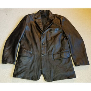 Mens Jacket-J. FERRAR-black 100% genuine leather Classic Blazer-Style-M